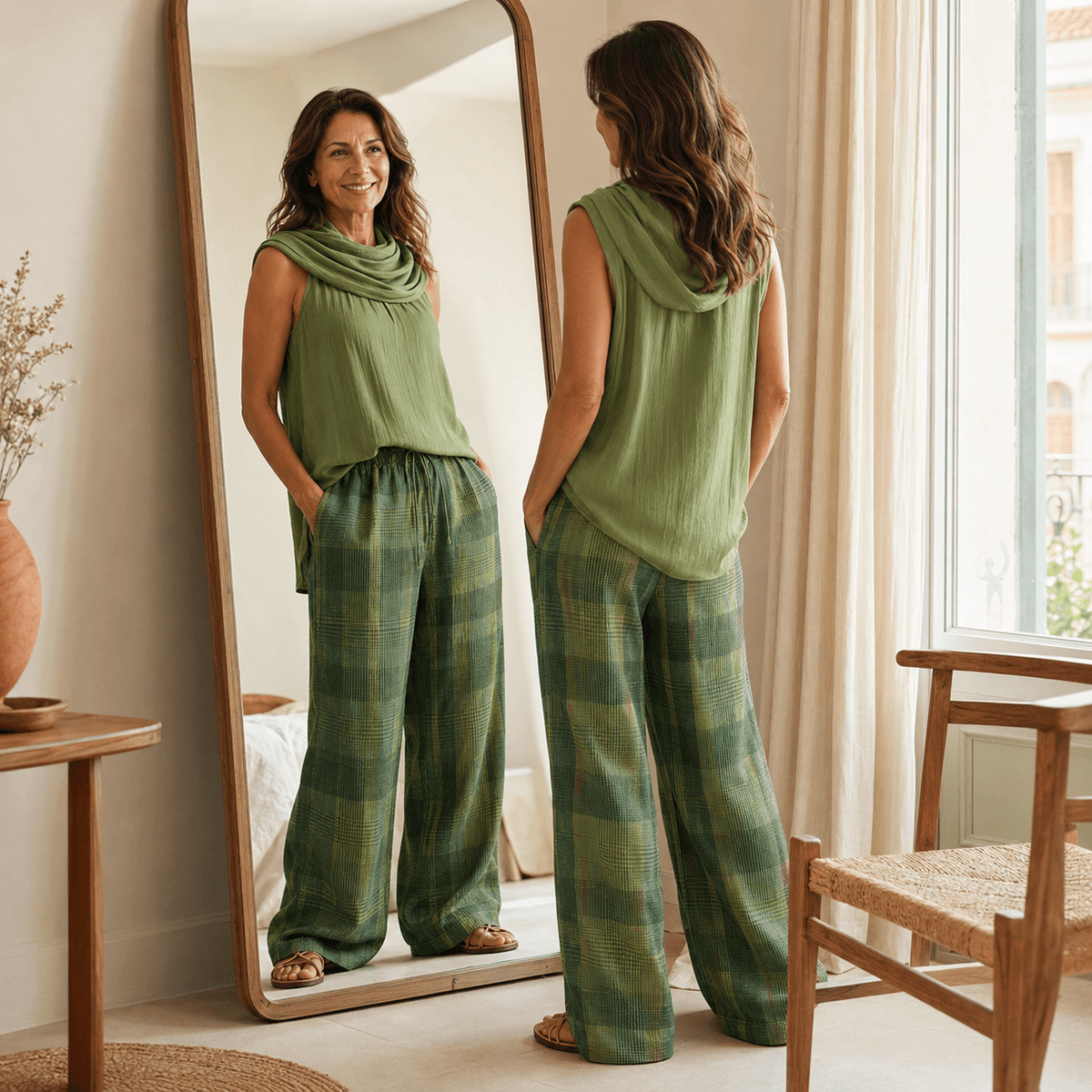 Hollis Draped-Neck Two-Piece Set