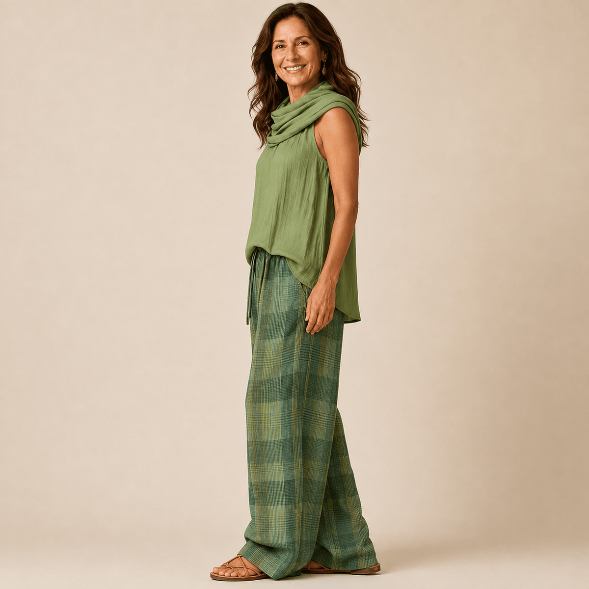 Hollis Draped-Neck Two-Piece Set