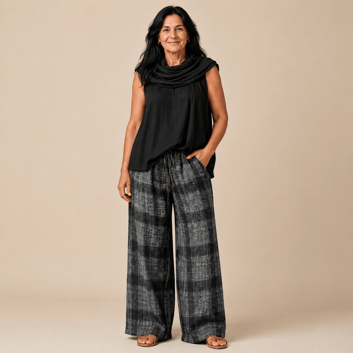 Hollis Draped-Neck Two-Piece Set