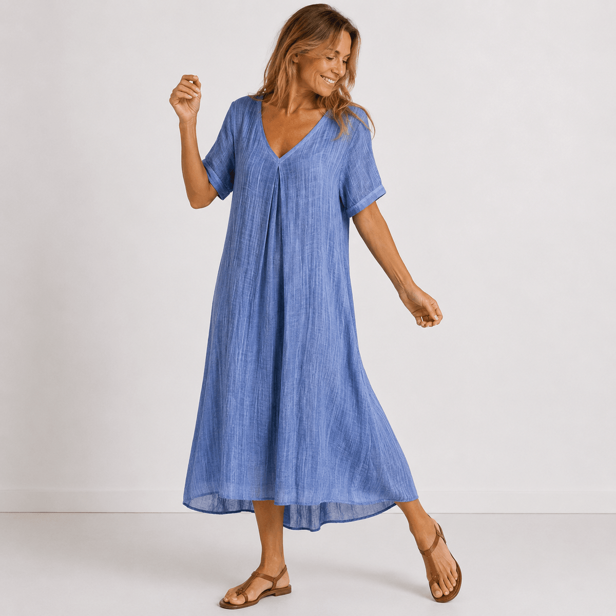 Linden Pleat-Front Maxi Dress