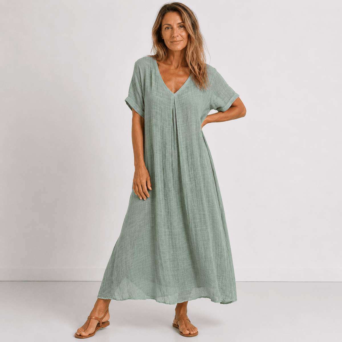 Linden Pleat-Front Maxi Dress