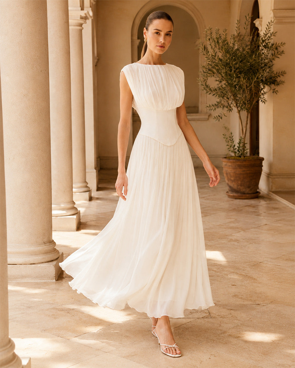 Aster Pleated Midi Dress