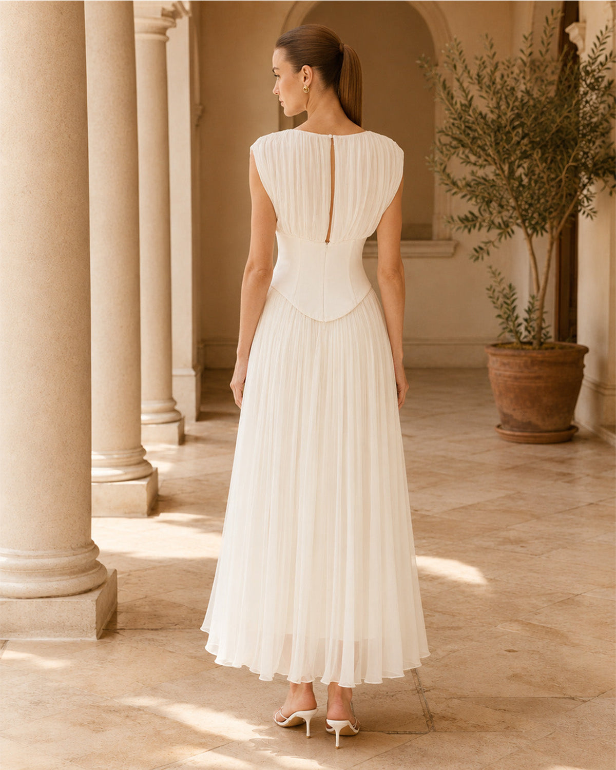 Aster Pleated Midi Dress