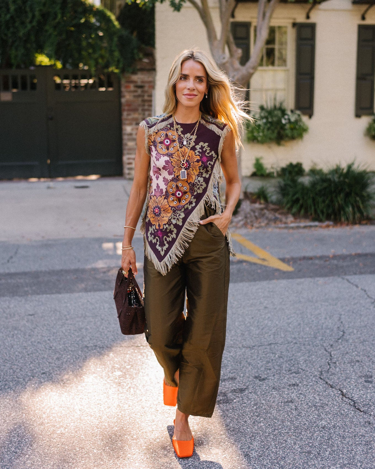 Veda Printed Fringe Top