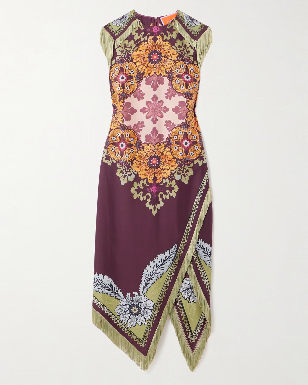 Rhea Asymmetric Fringe Midi Dress