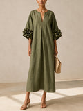 Anwen Floral-Cuff Midi Dress