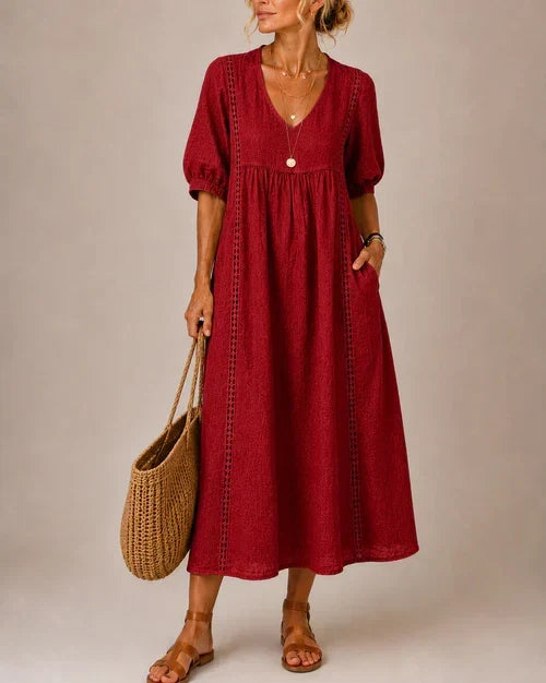 Elowen Lace-Trim Midi Dress